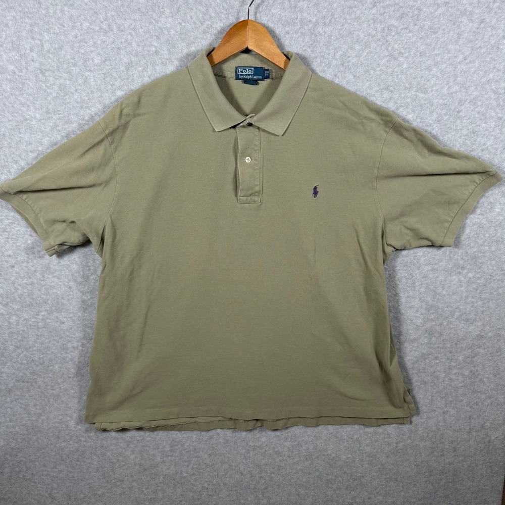Polo Ralph Lauren Mens 2XB Big Polo Shirt Olive Green Short Sleeve Cotton Pique